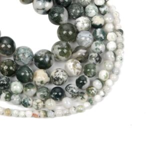 NHBT YU Natural Stone Tree Agate Charm Round Loose Beads for Jewelry Making Needlework Bracelet DIY Strand 4-12MM T87 (Color : H8112, Item Diameter : 12mm About 30 pcs)