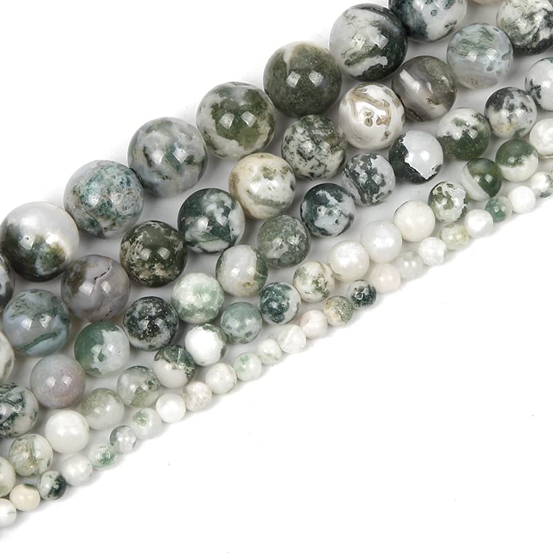 NHBT YU Natural Stone Tree Agate Charm Round Loose Beads for Jewelry Making Needlework Bracelet DIY Strand 4-12MM T87 (Color : H8112, Item Diameter : 12mm About 30 pcs)