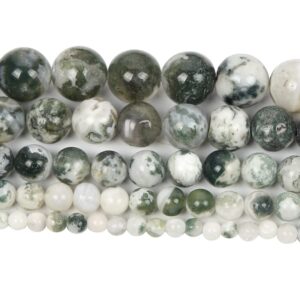 NHBT YU Natural Stone Tree Agate Charm Round Loose Beads for Jewelry Making Needlework Bracelet DIY Strand 4-12MM T87 (Color : H8112, Item Diameter : 12mm About 30 pcs)