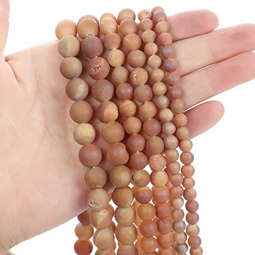 NHBT YU Natural Stone Beads Plated Water Red Smile Agate Round Loose Beads for Jewelry Making Needlework Bracelet DIY Strand 4-12MM T87 (Color : H7087, Item Diameter : 10mm About 38 Pcs)