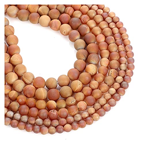 NHBT YU Natural Stone Beads Plated Water Red Smile Agate Round Loose Beads for Jewelry Making Needlework Bracelet DIY Strand 4-12MM T87 (Color : H7087, Item Diameter : 10mm About 38 Pcs)