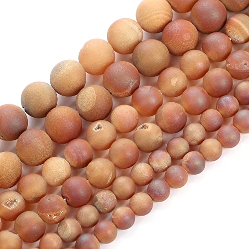 NHBT YU Natural Stone Beads Plated Water Red Smile Agate Round Loose Beads for Jewelry Making Needlework Bracelet DIY Strand 4-12MM T87 (Color : H7087, Item Diameter : 10mm About 38 Pcs)