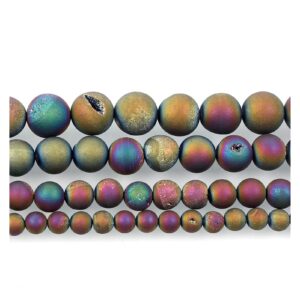 nhbt yu natural stone beads plated colors smile agate charm round loose beads for jewelry making needlework bracelet diy strand 4-12mm t87 (color : h7083, item diameter : 6mm about 63 pcs)