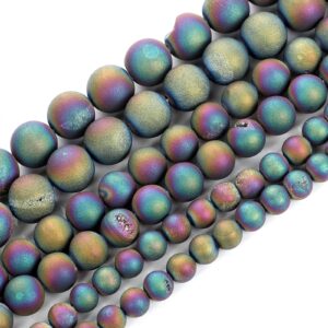 NHBT YU Natural Stone Beads Plated Colors Smile Agate Charm Round Loose Beads for Jewelry Making Needlework Bracelet DIY Strand 4-12MM T87 (Color : H7083, Item Diameter : 6mm About 63 pcs)