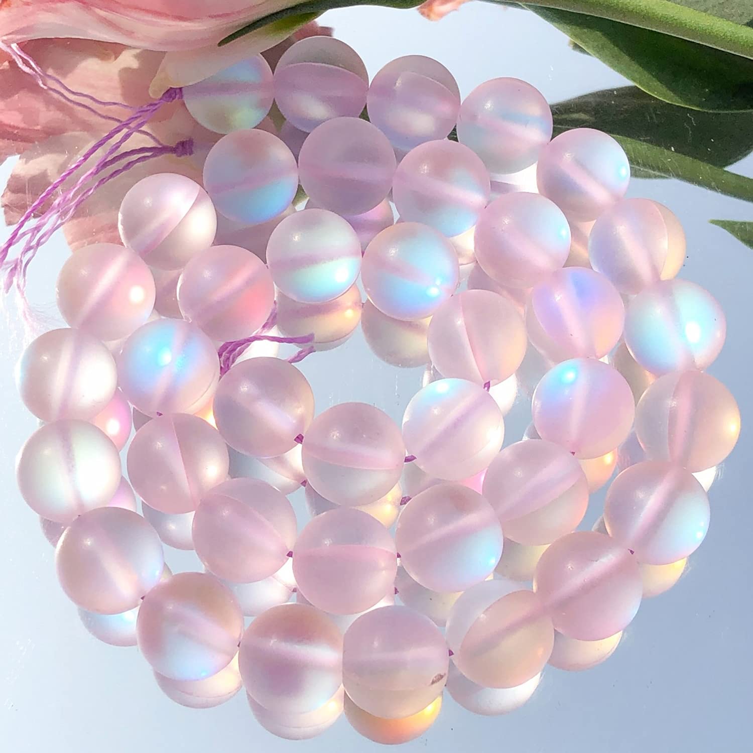 YU 6mm Matte Pink Glitter Austria Crystal Glass Stone Loose Spacer Moonstone Beads for Jewelry Making DIY Bracelet Necklace T309 (Color : Style11, Item Diameter : 6mm 58-63pcs)