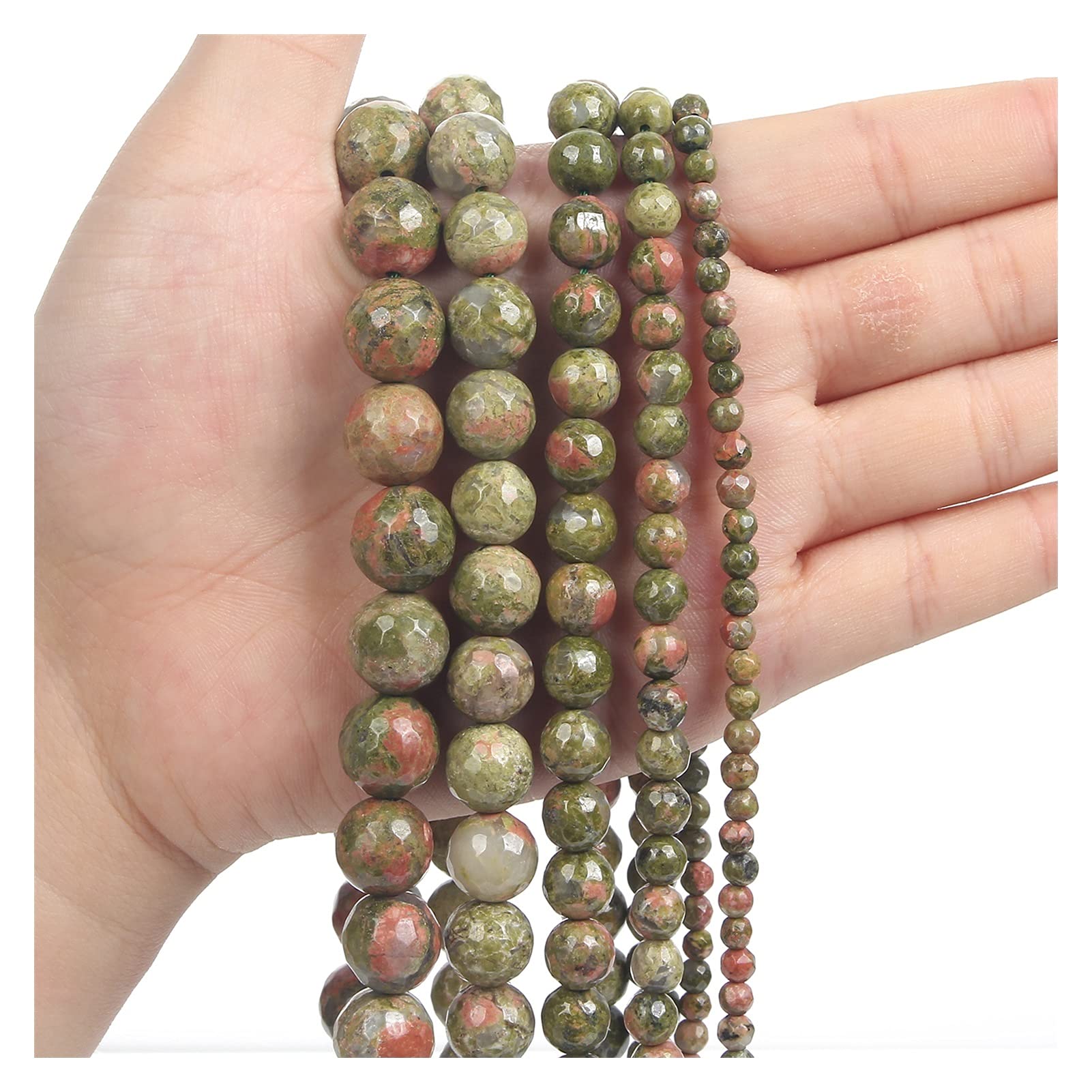 NHBT YU 4/6/8/10/12mm Natural Stone Green Stone Round Beads Loose Spacer Bead for Jewelry Making DIY Accessories T87 (Color : H8588, Item Diameter : 10mm)