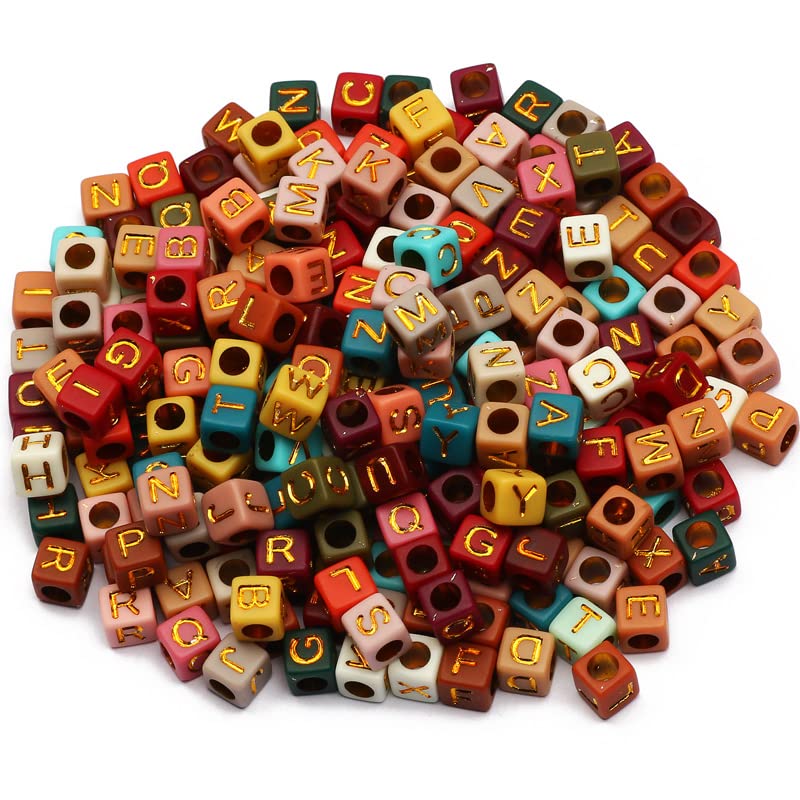 NHBT YU 100-500pcs Mixed Letter Acrylic Beads Square Cube Loose Spacer Alphabet Beads for Jewelry Making Handmade DIY Bracelet Necklace Accessories T725 (Item Diameter : 400pcs)