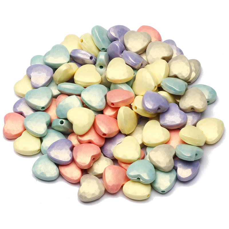 NHBT YU 50-100pcs 11mm Mixed Color Acrylic Beads Love Heart Loose Spacer Beads for Jewelry Making DIY Bracelet Necklace Accessories T719 (Color : Mixed, Item Diameter : 50pcs)