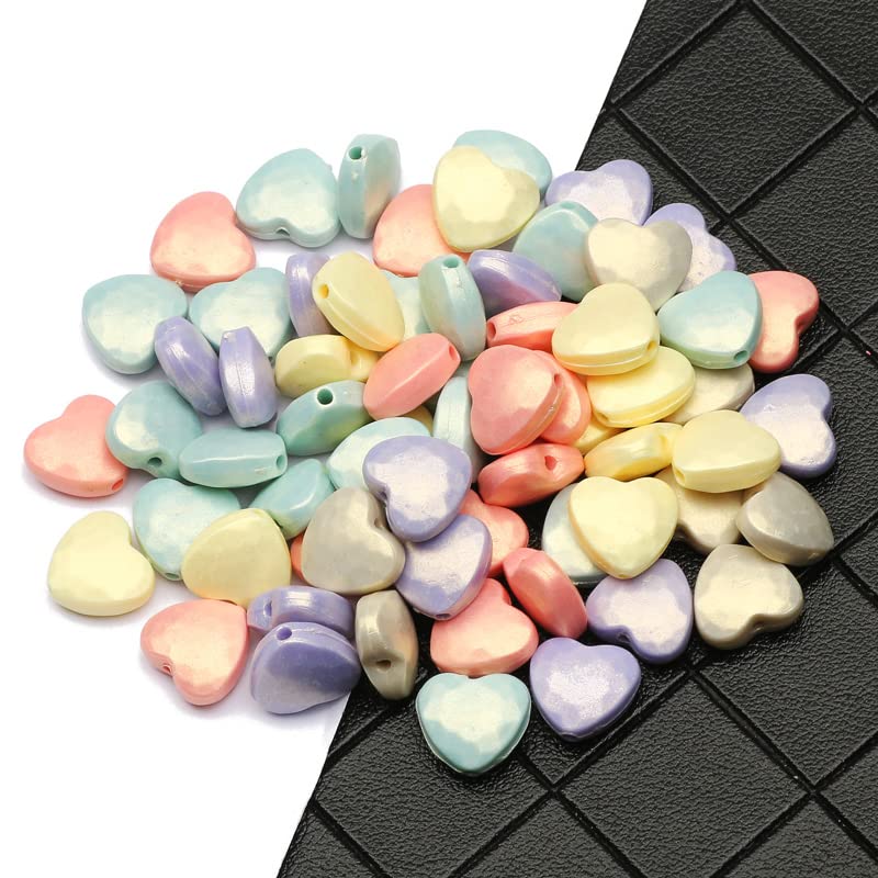 NHBT YU 50-100pcs 11mm Mixed Color Acrylic Beads Love Heart Loose Spacer Beads for Jewelry Making DIY Bracelet Necklace Accessories T719 (Color : Mixed, Item Diameter : 50pcs)