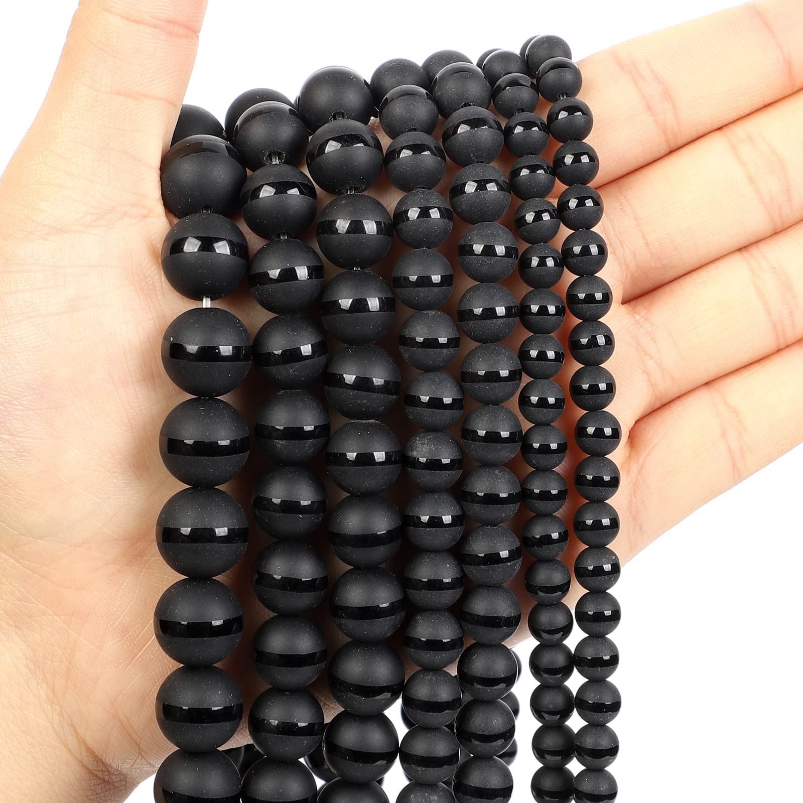 NHBT YU Natural Stone Beads A Line Frosted Agate Charm Round Loose Beads for Jewelry Making Needlework Bracelet DIY 4-12 MM T87 (Color : H7498, Item Diameter : 12mm About 30 pcs)