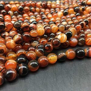 NHBT YU 1 Strand Coffee Striped Thread Agates Bead Natural Round Spacer Beads Strand Jewelry Finding DIY Ornament Making T719 (Item Diameter : 12mm 31pcs)