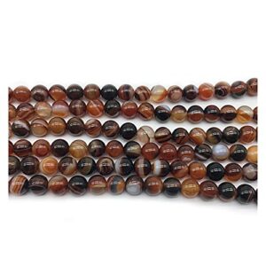 NHBT YU 1 Strand Coffee Striped Thread Agates Bead Natural Round Spacer Beads Strand Jewelry Finding DIY Ornament Making T719 (Item Diameter : 12mm 31pcs)