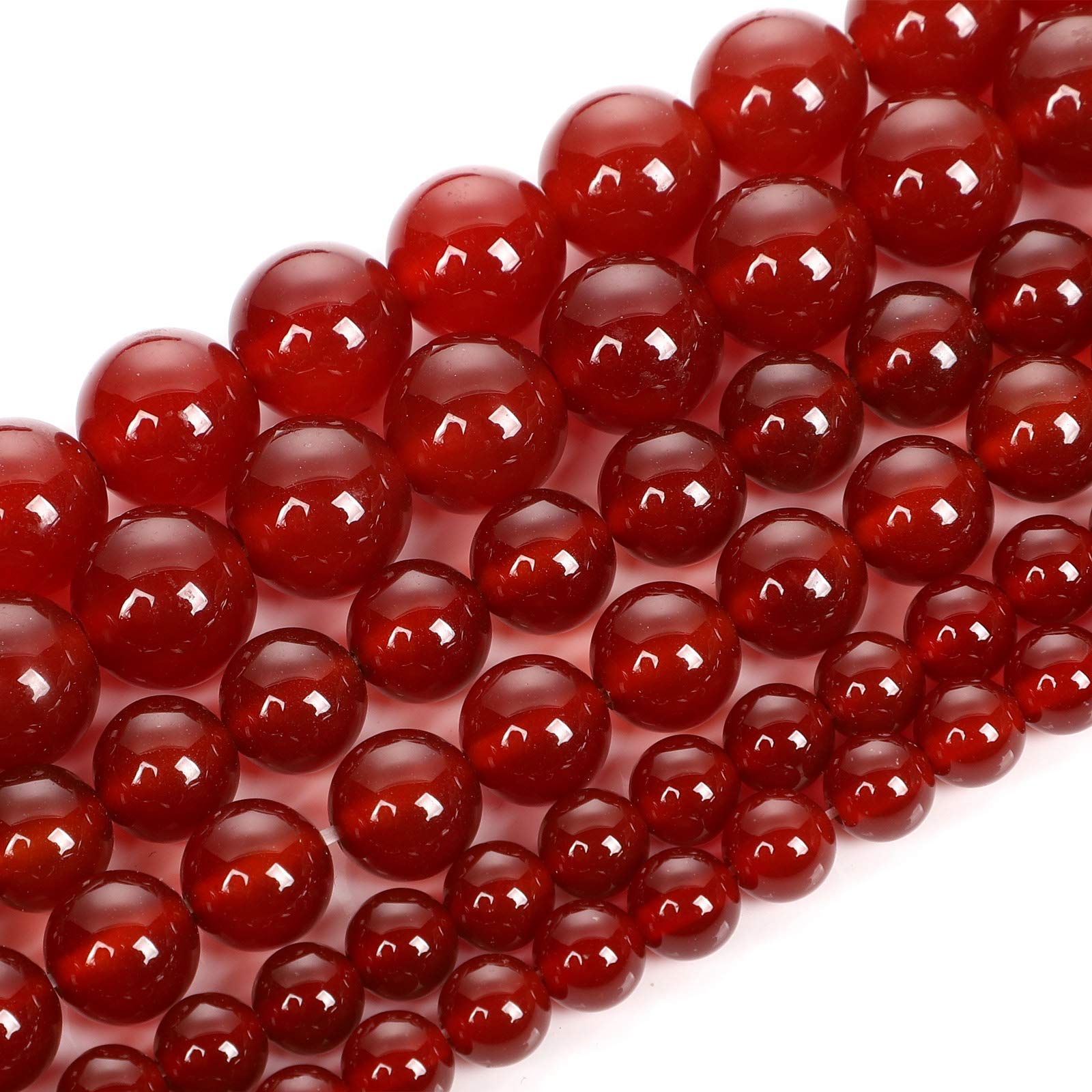 NHBT YU Natural Stone Beads Red Agate Round Loose Beads for Jewelry Making Needlework DIY Bracelets Necklace Strand 4-12 MM T87 (Color : H8163, Item Diameter : 8mm About 48 pcs)