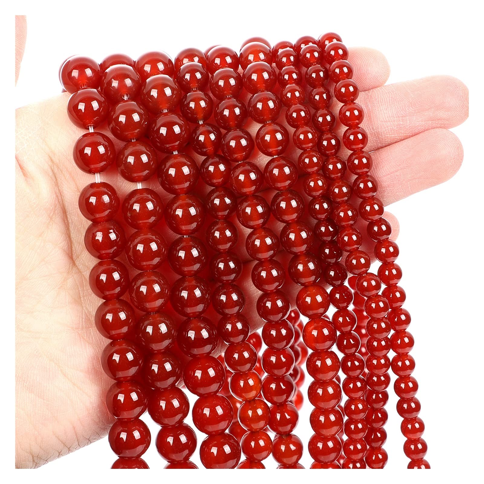 NHBT YU Natural Stone Beads Red Agate Round Loose Beads for Jewelry Making Needlework DIY Bracelets Necklace Strand 4-12 MM T87 (Color : H8163, Item Diameter : 8mm About 48 pcs)