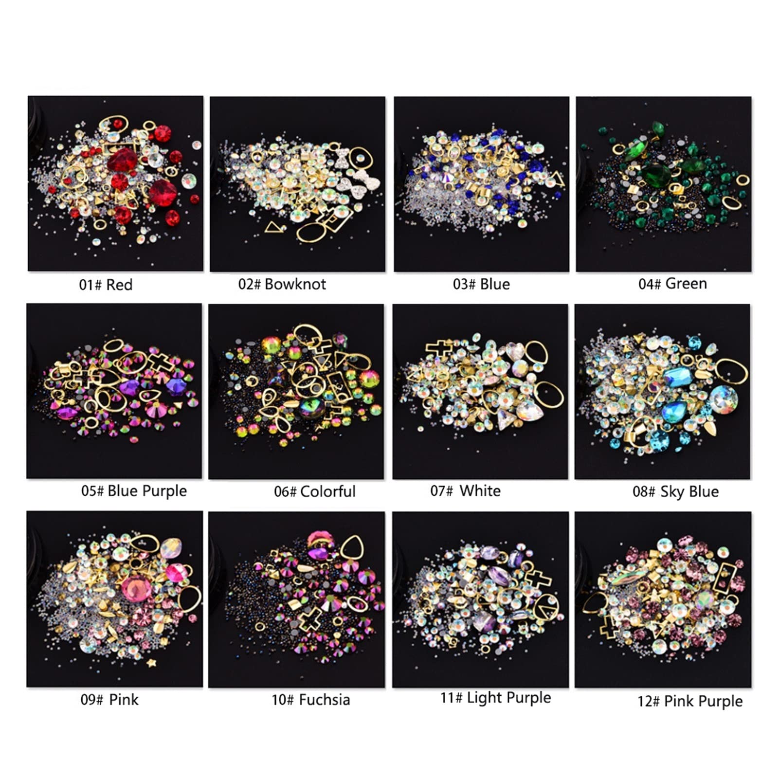 NHBT YU Mixed Cone Point Flat Back Rhinestone Box Crystal Imitation Diamond for Epoxy Resin Silicone Mold Jewelry Making Components DIY T87 (Color : Style08, Size : 1box)