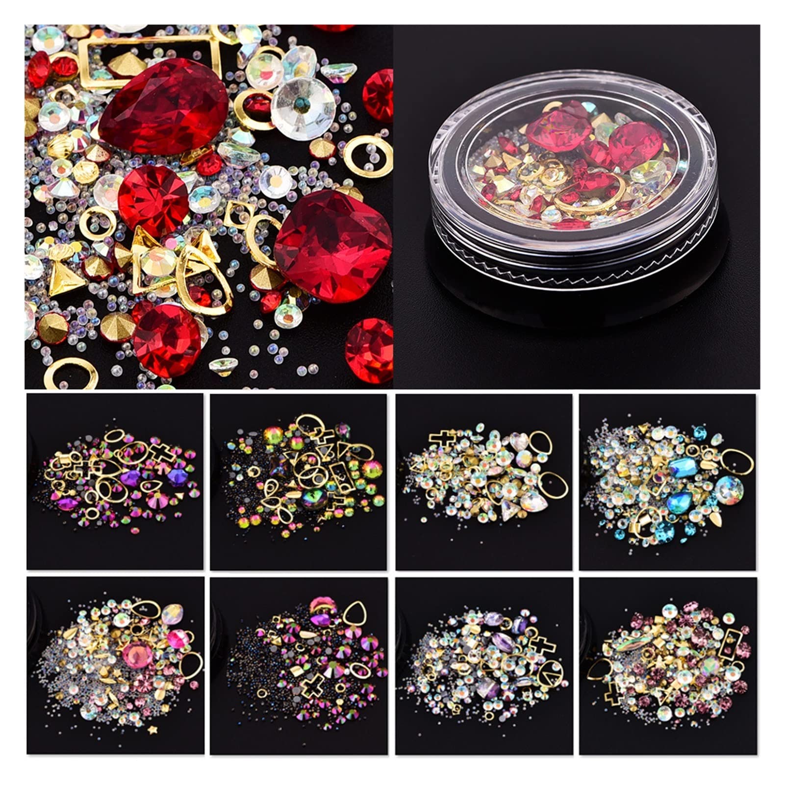 NHBT YU Mixed Cone Point Flat Back Rhinestone Box Crystal Imitation Diamond for Epoxy Resin Silicone Mold Jewelry Making Components DIY T87 (Color : Style08, Size : 1box)