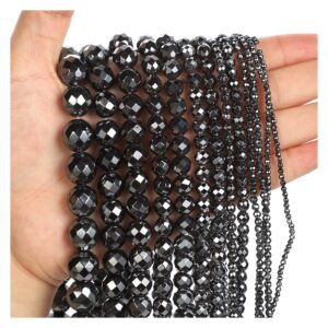 nhbt yu natural stone beads cut angle black hematite round loose beads for jewelry making needlework bracelet diy 2-12 mm t87 (color : h8466, item diameter : 4mm about 100 pcs)