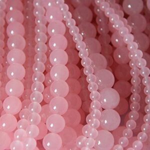 NHBT YU 1 Strand Natural Stone Pink Jades Beads 4MM 6MM 8MM 10MM 12MM 14mm Round Spacer Charm Bead for DIY Women Necklace Jewelry Making T719 (Item Diameter : 10mm 35pcs)