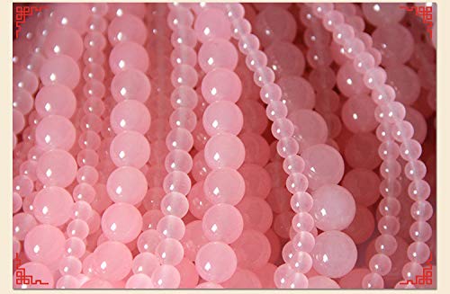 NHBT YU 1 Strand Natural Stone Pink Jades Beads 4MM 6MM 8MM 10MM 12MM 14mm Round Spacer Charm Bead for DIY Women Necklace Jewelry Making T719 (Item Diameter : 10mm 35pcs)