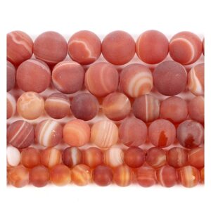 NHBT YU Natural Stone Beads Frosted Orange Striped Agate Loose Beads for Jewelry Making Needlework DIY Bracelet Strand 4-12 MM T87 (Color : H7352, Item Diameter : 8mm About 48 pcs)