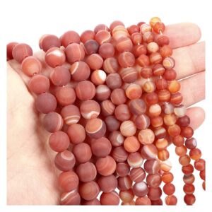 NHBT YU Natural Stone Beads Frosted Orange Striped Agate Loose Beads for Jewelry Making Needlework DIY Bracelet Strand 4-12 MM T87 (Color : H7352, Item Diameter : 8mm About 48 pcs)