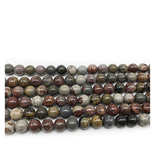 NHBT YU 1 Strand Lucky Picture Stone Beads 4 6 8 10 12mm Pick Size Round Natural Jewelry Findings DIY Accessories Loose Bead Hand Made T715 (Item Diameter : 8mm 47pcs)