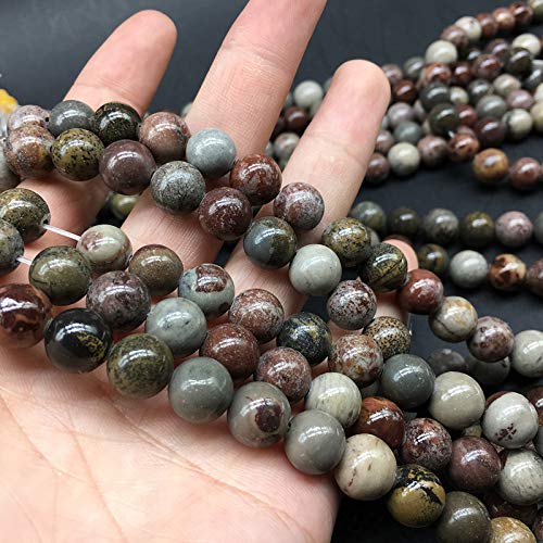 NHBT YU 1 Strand Lucky Picture Stone Beads 4 6 8 10 12mm Pick Size Round Natural Jewelry Findings DIY Accessories Loose Bead Hand Made T715 (Item Diameter : 8mm 47pcs)