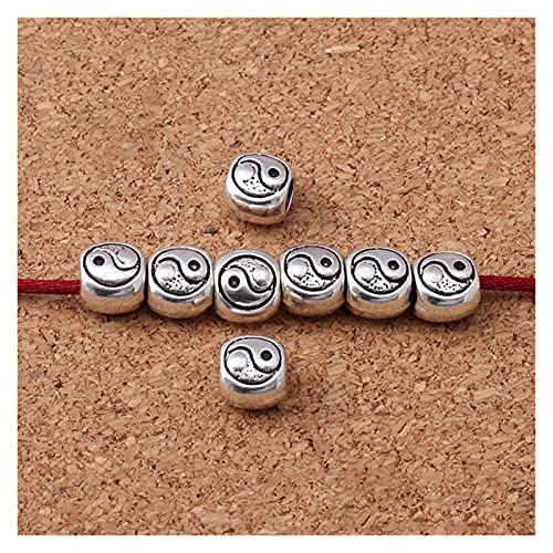 NHBT YU 20pcs/lot Fashion Pattern Big Hole Loose Beads Manual Decoration Beards/Wig Woven Bracelets Spacer Beads DIY Jewelry Make T704 (Color : Silver 20pcs, Item Diameter : 9.5x8.5mm hole4mm)