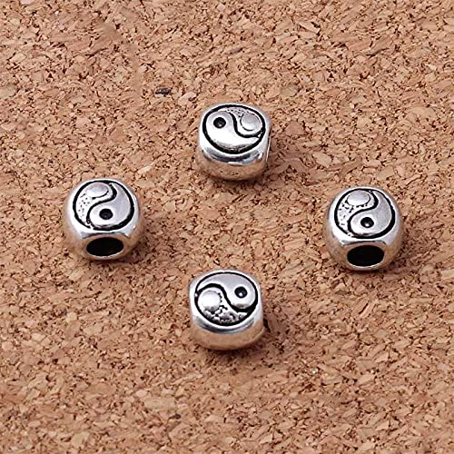 NHBT YU 20pcs/lot Fashion Pattern Big Hole Loose Beads Manual Decoration Beards/Wig Woven Bracelets Spacer Beads DIY Jewelry Make T704 (Color : Silver 20pcs, Item Diameter : 9.5x8.5mm hole4mm)