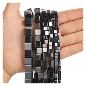 nhbt yu natural stone beads square black hematite for jewelry making needlework bracelet diy t87 (color : h8477, item diameter : 8x8mm about 48 pcs)