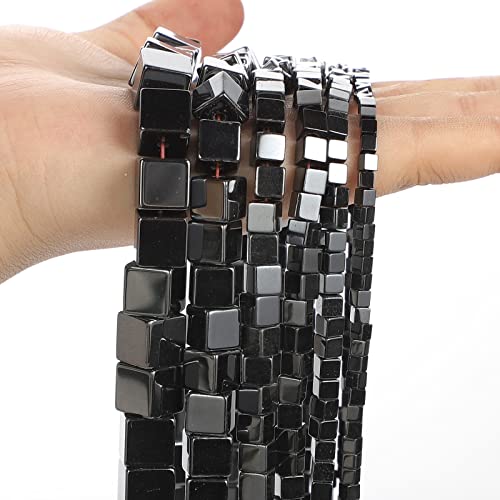 NHBT YU Natural Stone Beads Square Black Hematite for Jewelry Making Needlework Bracelet DIY T87 (Color : H8477, Item Diameter : 8x8mm About 48 pcs)