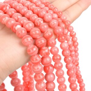 NHBT YU 6/8/10mm Natural Stone Synthetic Red Agate Round Beads Loose Spacer Bead for Jewelry Making DIY Accessories T87 (Color : H8649, Item Diameter : 6mm)