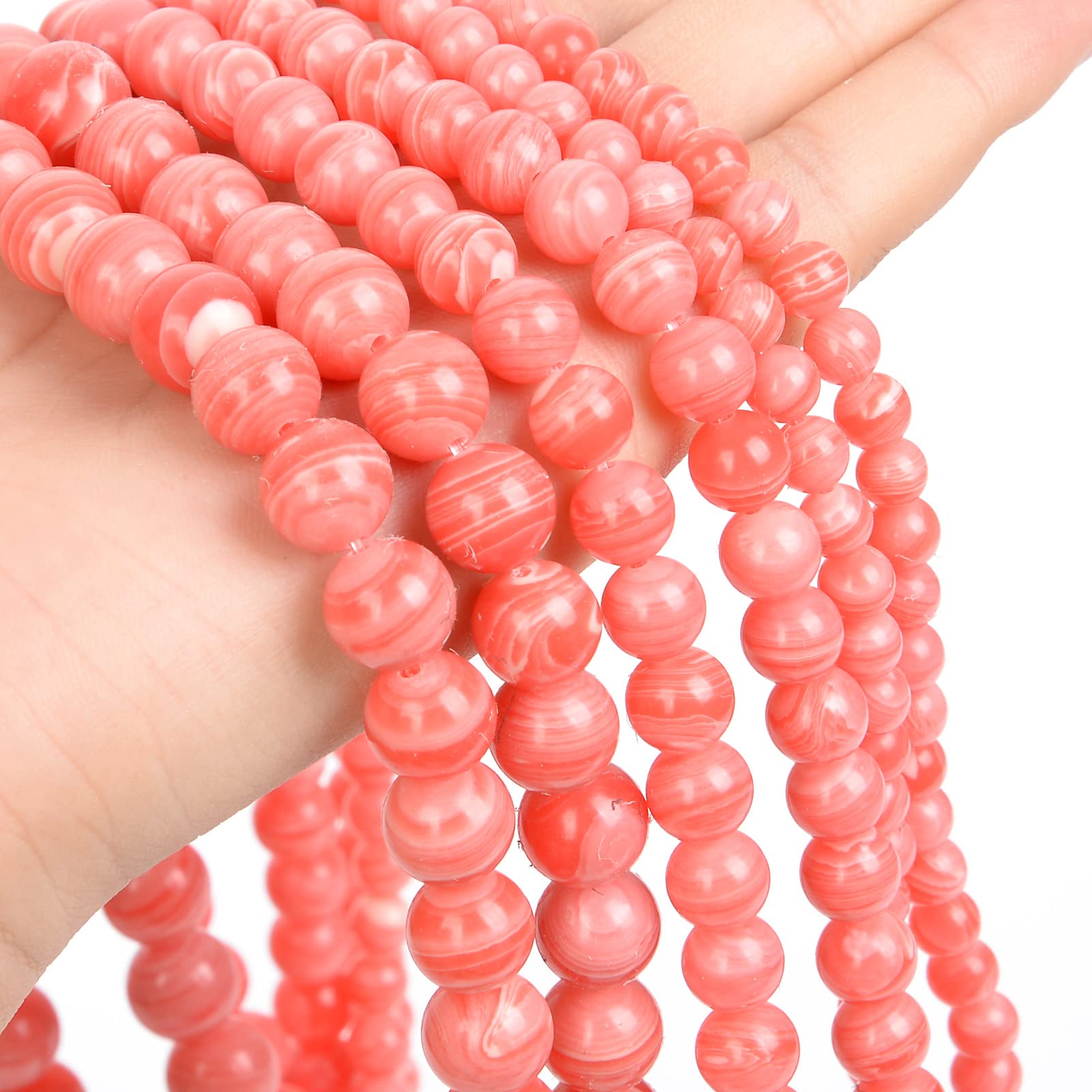 NHBT YU 6/8/10mm Natural Stone Synthetic Red Agate Round Beads Loose Spacer Bead for Jewelry Making DIY Accessories T87 (Color : H8649, Item Diameter : 6mm)