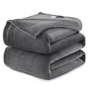 cozylux fleece throw blanket for couch grey- 300gsm soft lightweight cozy plush fuzzy microfiber flannel blankets for travel camping chair and sofa, 50x60 inches, gray