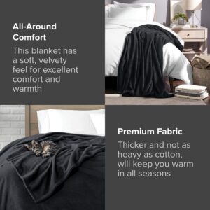 Bare Home Fleece Blanket - Twin/Twin Extra Long Blanket - Black - Lightweight Blanket for Bed, Sofa, Couch, Camping, and Travel - Microplush - Ultra Soft Warm Blanket (Twin/Twin XL, Black)