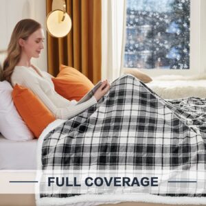 inhand Sherpa Throw Blanket, Plaid Warm Cozy Soft Throw Blankets for Couch, Bed, Sofa，Reversible Fluffy Plush Flannel Fleece Blankets and Throws for Adults Women Men(Grey, 50”x 60”)