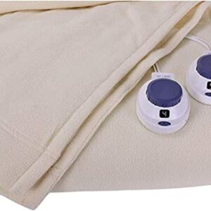 Perfect Fit SoftHeat - Queen Micro-Fleece Heated Blanket - Luxuriously Warm & Soft Electric Blanket, Patented Low-Voltage Technology (Natural, Queen)