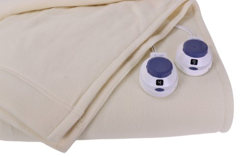 Perfect Fit SoftHeat - Queen Micro-Fleece Heated Blanket - Luxuriously Warm & Soft Electric Blanket, Patented Low-Voltage Technology (Natural, Queen)