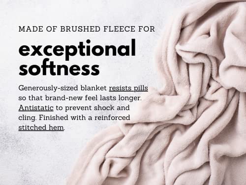 Perfect Fit SoftHeat - Queen Micro-Fleece Heated Blanket - Luxuriously Warm & Soft Electric Blanket, Patented Low-Voltage Technology (Natural, Queen)