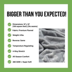 Commollis Oversized King Fleece Blanket 120x120 Inches, A whole Giant Huge seamless blanket for Families, Couples & Friends - Extra Large Big Soft Blanket - California King Warm Blanket 10x10