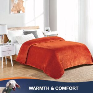 Walensee Fleece Blanket Plush Throw Fuzzy Lightweight (Throw Size 50x60 Orange) Super Soft Microfiber Flannel Blankets for Couch, Bed, Sofa Ultra Luxurious Warm and Cozy for All Seasons