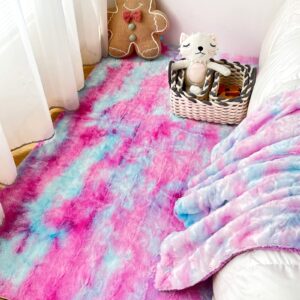 NEWCOSPLAY Super Soft Faux Fur Throw Blanket for Couch Purple Rainbow Sherpa Fuzzy Plush Warm Blanket for Sofa Bed (Purple Rainbow, Throw(40"x50"))