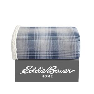 Eddie Bauer - Throw Blanket, Brushed Fleece Bedding with Sherpa Reverse, Soft & Cozy Home Decor for Bed or Couch (Nordic Midnight, 50" x 70")