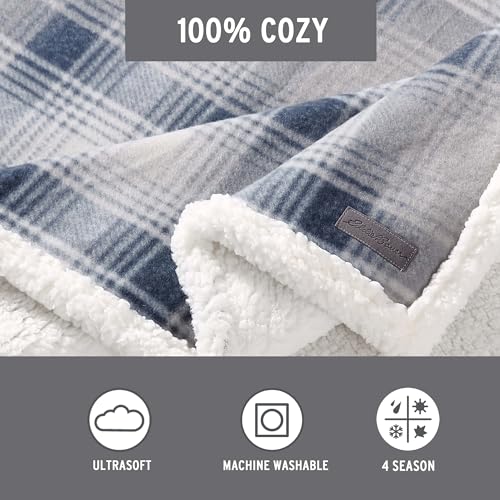 Eddie Bauer - Throw Blanket, Brushed Fleece Bedding with Sherpa Reverse, Soft & Cozy Home Decor for Bed or Couch (Nordic Midnight, 50" x 70")