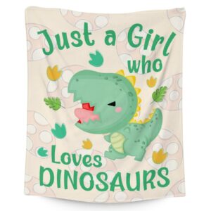 Dinosaur Blanket Gifts - 40"x50" Cute Throw Blanket for Girls - Green Soft Fuzzy Blankets for Bed, Couch & Living Room