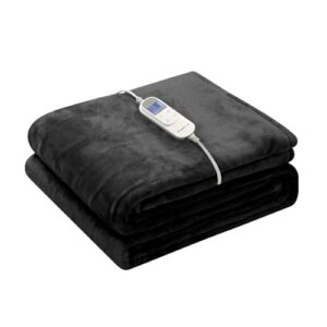 wapaneus electric blanket 62”x84” flannel heated blanket twin size with 5 heating settings 10 hours auto-off, fast-heating, etl listed, machine washable, black