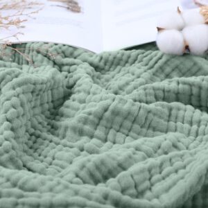 Yoofoss Muslin Blanket 100% Cotton Summer Blanket Large Twin Size 60" x 80" for Bed Couch 6-Layer Gauze Blanket for Adults Lightweight and Breathable Dark Green