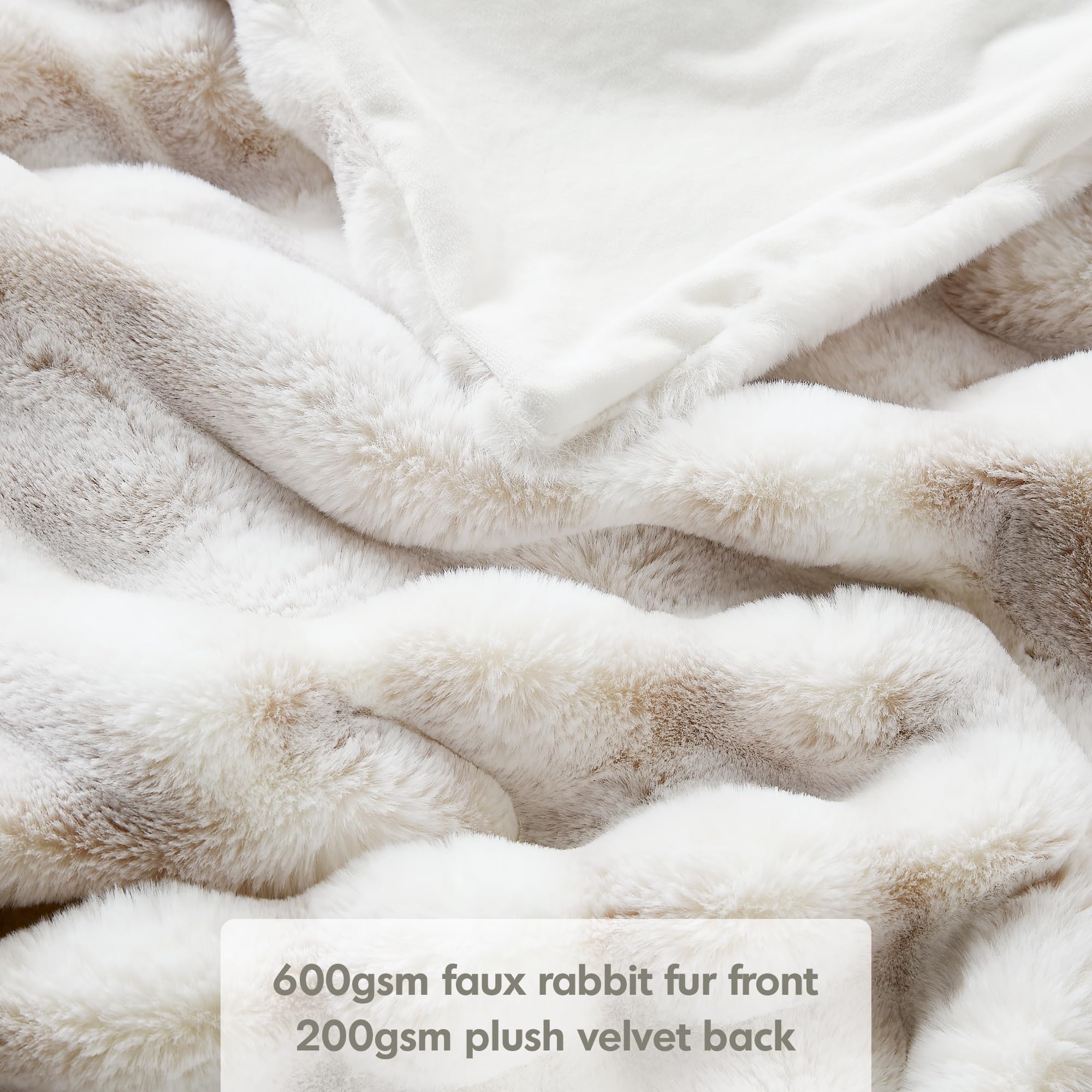 Hyde Lane Ultra Soft Plush Throw Blanket, Fuzzy Faux Rabbit Fur Throws, Luxury Cozy Fluffy Blankets for Sofa, Couch, Living Room Decor, Frost Fox, 50"x60"