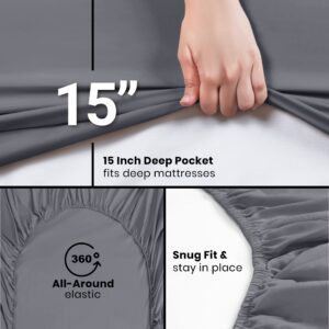 Utopia Bedding Full Fitted Sheet - Bottom Sheet - Deep Pocket - Soft Microfiber - Shrinkage and Fade Resistant - Easy Care -1 Fitted Sheet Only (Grey)