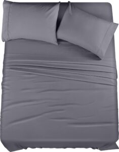 utopia bedding full bed sheets set - 4 piece bedding - brushed microfiber - shrinkage and fade resistant - easy care (full, grey)